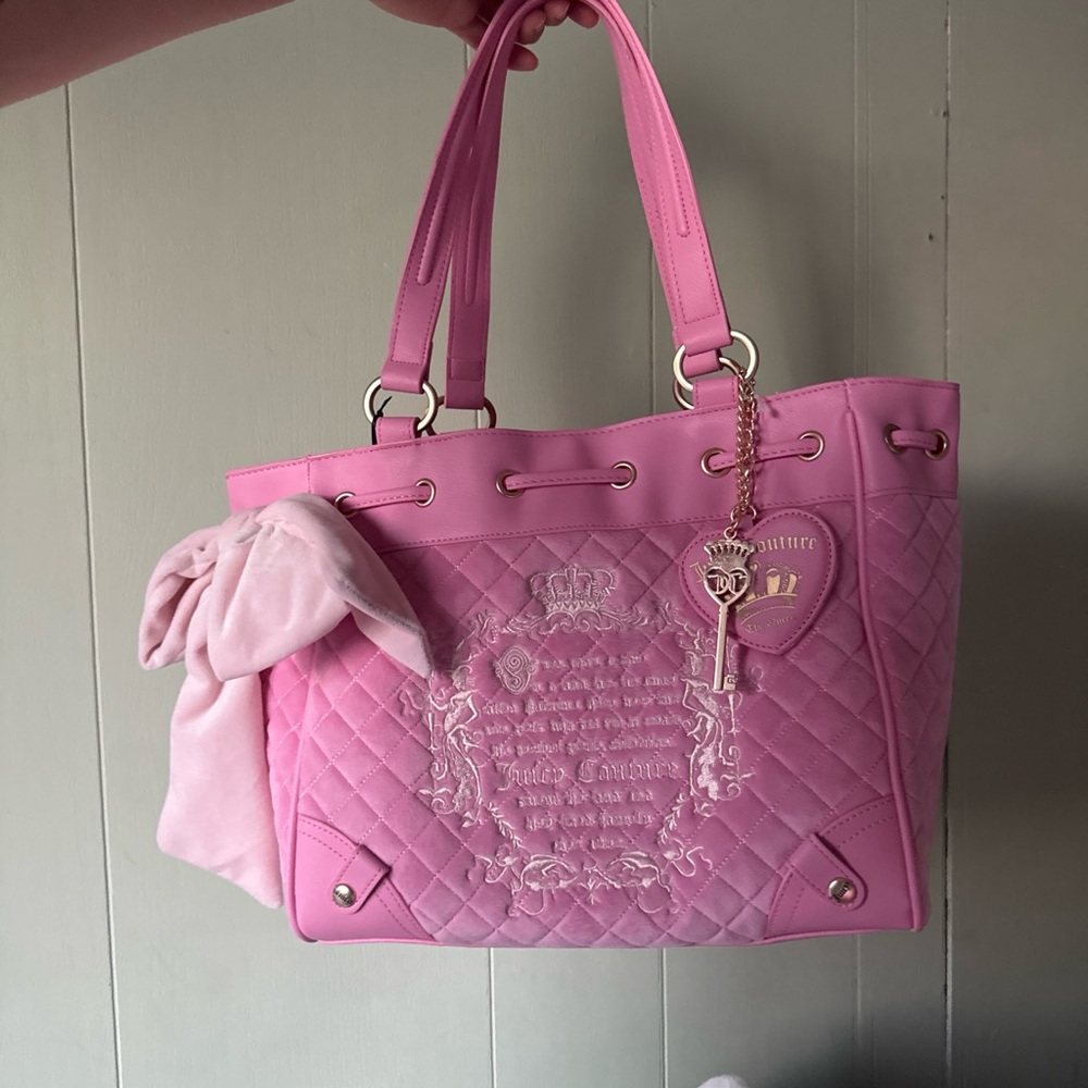 Juicy Couture Pink Quilted Tote with Bow